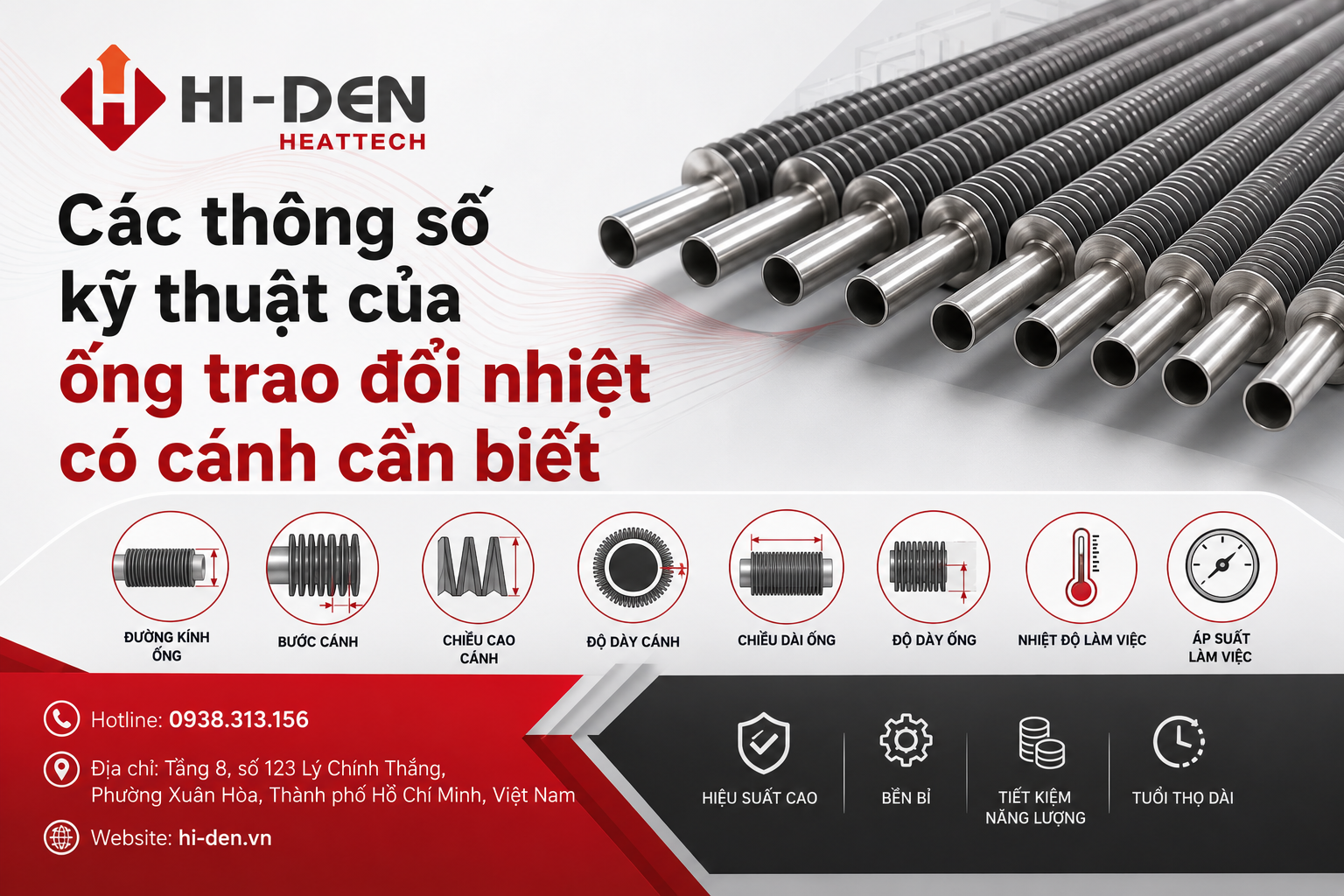 Các thông số kỹ thuật của ống trao đổi nhiệt có cánh cần biết